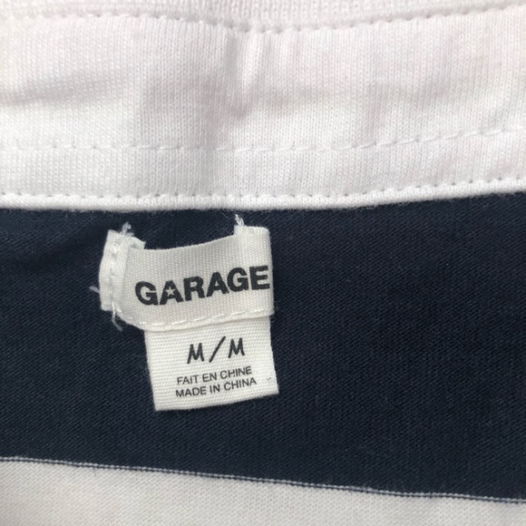 SOLD Garage White/Navy/Red Striped Polo Long Sleeve Top - Picture 3 of 3